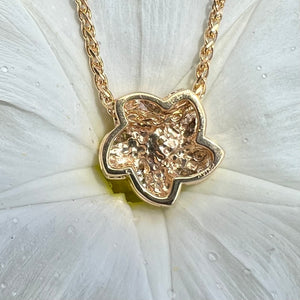 Back of Hawaiian Plumeria Slider Necklace with diamonds in Gold