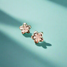 Load image into Gallery viewer, Hawaiian Plumeria Pierced Earrings in 14K Gold