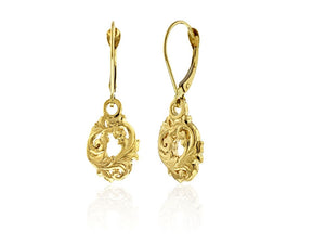 Gold Oval Hawaiian Earrings