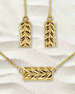 Dangle Hawaiian Earrings with Maile Necklace