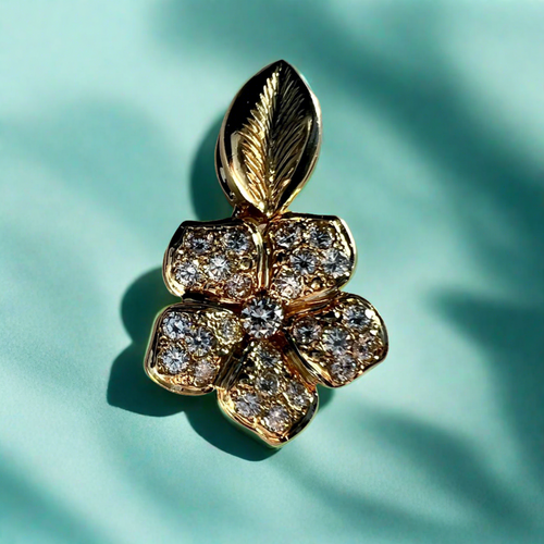  Pua’ahi Fire Flower Diamond Pendant in 14K Yellow Gold