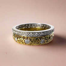 Load image into Gallery viewer, Hawaiian Diamond Ring with plumeria engraving