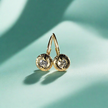 Load image into Gallery viewer, Round Lever Back Diamond Earrings in 14K Yellow