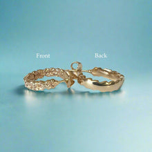 Load image into Gallery viewer, 3mm Old Scalloped Plumeria Hoop Earrings with Post in 14K Gold