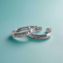 Load image into Gallery viewer, 4mm Old English Medium Hoop Earrings with Post in 14K White Gold