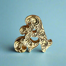 Load image into Gallery viewer, Large Scrolled Letter Initial A Pendant in 14K Yellow Gold