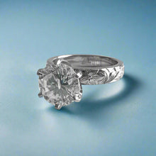 Load image into Gallery viewer, Kaimana Kula Old English & Hibiscus 4mm Solitaire with 2.40ct Diamond in 14K White Gold