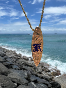 Men's surfboard Pendant with Initial 