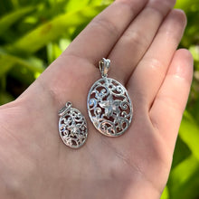 Load image into Gallery viewer, Oval Filigree Scroll Pendant in 14K White Gold (Large & Small)
