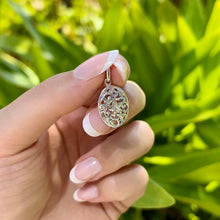 Load image into Gallery viewer, Small Oval Filigree Scroll Pendant in 14K White Gold