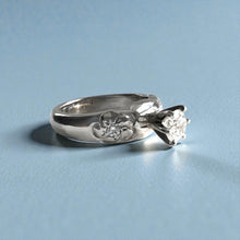 Load image into Gallery viewer, Palau Plumeria Ring with .65ctw Diamonds in 14K White Gold in size 6 1/4
