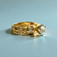 Load image into Gallery viewer, Kaimana Hibiscus Ring with 6.4mm ubic Zirconia & Diamonds in 14K Yellow Gold in size 8