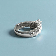 Load image into Gallery viewer, Kaimana Hibiscus Ring with 6.4mm Cubic Zirconia & Diamonds in Platinum in size 7