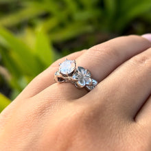 Load image into Gallery viewer, Plumerias with Leaves Solitaire Ring with 1ct Cubic Zirconia in 14K White Gold in size 7