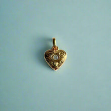 Load image into Gallery viewer, Small Heart Pendant with Scrolls & Diamond in 14K Yellow Gold
