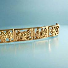 Load image into Gallery viewer, Flowers of Hawaii 12mm Filigree Link Bracelet in 14K Yellow Gold