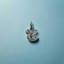 Load image into Gallery viewer, Small Scrolled Initial T Pendant in 14K White Gold