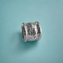 Load image into Gallery viewer, Initial "H" Large Bead Pendant with Long Leaf Maile, Hibiscus & Old English Border in 14K White Gold