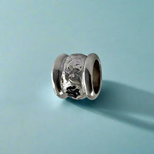 Load image into Gallery viewer, Large Initial "S" Bead Pendant with Hibiscus & Plumeria in 14K White Gold