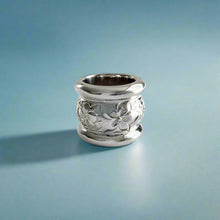 Load image into Gallery viewer, Large Initial "S" Bead Pendant with Hibiscus & Plumeria in 14K White Gold