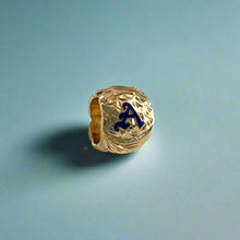 Load image into Gallery viewer, Medium Scalloped Initial "A" Hawaiian Bead Pendant with Engraving in 14K Yellow Gold