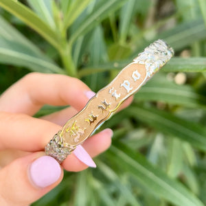 Yellow and white gold Hawaiian Heirloom Bracelet with name