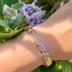 Hawaiian Bracelet with name and engraving in Pink Gold