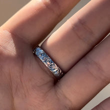 Load image into Gallery viewer, 4mm Flat Enamel Kuuipo Ring with Design in 14 Gold