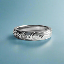 Load image into Gallery viewer, Old English & Hibiscus 4mm "Kuuipo" Ring  in 14K White Gold
