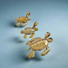 Load image into Gallery viewer, Two-Tone Turtle Hawaiian Honu Pendants with Movable Body Parts in 14K or 18K Gold