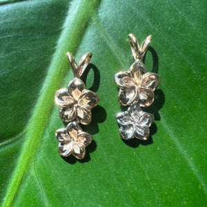 Gold Hawaiian two tone plumeria pendants 