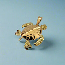 Load image into Gallery viewer, Large Two-Tone Turtle Hawaiian Honu Pendant with Movable Body Parts in 14K Gold