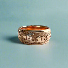 Load image into Gallery viewer, Scalloped Plumeria with Leaves 8mm Raised "Kuuipo" Ring in 14K Pink Gold in size 6
