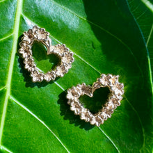 Load image into Gallery viewer, Heart with plumerias earrings
