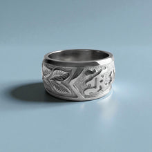 Load image into Gallery viewer, Raised Maile & Plumeria 10mm "Kuuipo" Ring in 14K White Gold
