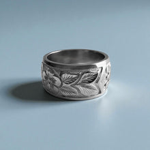 Load image into Gallery viewer, Raised Maile & Plumeria 10mm "Kuuipo" Ring in 14K White Gold
