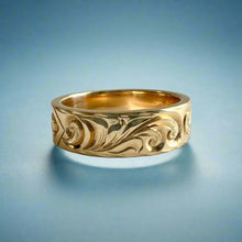 Load image into Gallery viewer, Old English 6mm Raised "Kuuipo" Hawaiian Ring in 14K Yellow Gold