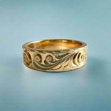 Load image into Gallery viewer, Old English 6mm Raised "Kuuipo" Hawaiian Ring in 14K Yellow Gold