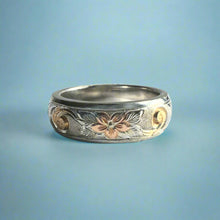 Load image into Gallery viewer, Tri-Color Hawaiian Haku Lei 6mm Ring in 14K Gold