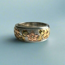 Load image into Gallery viewer, Multicolor Hawaiian Haku Leilani 8mm Ring in 14K Gold