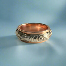 Load image into Gallery viewer, Two-Tone Scalloped Top Old English 6mm Hawaiian Ring in 14K Pink & White Gold