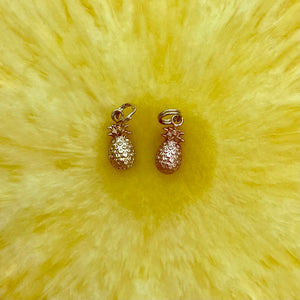 Hawaiian Pineapple charms in Yellow and Pink gold