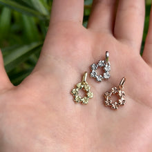 Load image into Gallery viewer, Round Plumeria Hawaiian Pendant in Green white and pink gold