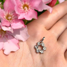 Load image into Gallery viewer, White gold Hawaiian Plumeria wreath pendant