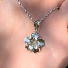 Load image into Gallery viewer, Hawaiian flower pendant on a white gold chain
