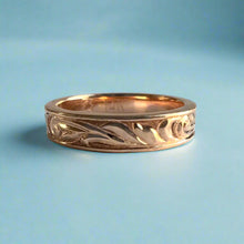 Load image into Gallery viewer, Shiny Old English 4mm Flat Ring in 14K Pink Gold in size 6 3/4