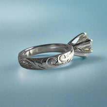 Load image into Gallery viewer, Kaimana Kula Old English & Hibiscus 4mm Solitaire with 2.40ct Diamond in 14K White Gold