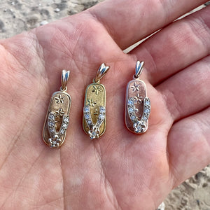 Hawaiian jewelry slipper pendants with diamonds 