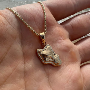 Oahu pendant on a chain in gold