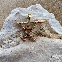 Load image into Gallery viewer, Glod Petroglyph Pendant Paddler Man